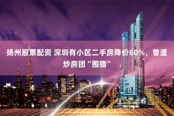 扬州股票配资 深圳有小区二手房降价60%，曾遭炒房团“围猎”