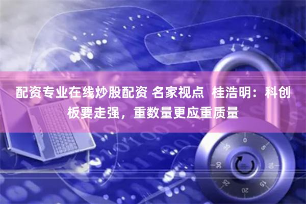 配资专业在线炒股配资 名家视点 桂浩明:科创板要走强,重数量更应重质量