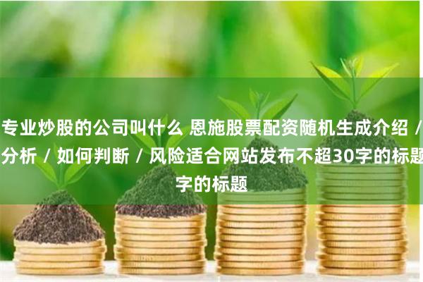 专业炒股的公司叫什么 恩施股票配资随机生成介绍 / 分析 / 如何判断 / 风险适合网站发布不超30字的标题